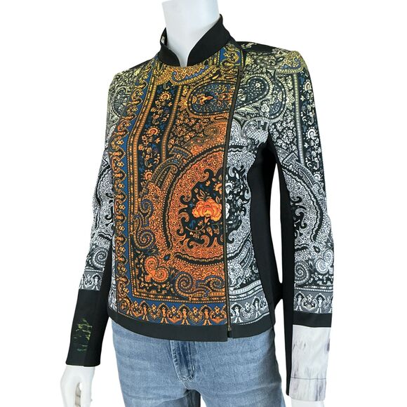 Clover Canyon Jackets & Blazers - Clover Canyon Moto Jacket Size S Multicolor Paisley Artwear Neoprene Boho Artsy